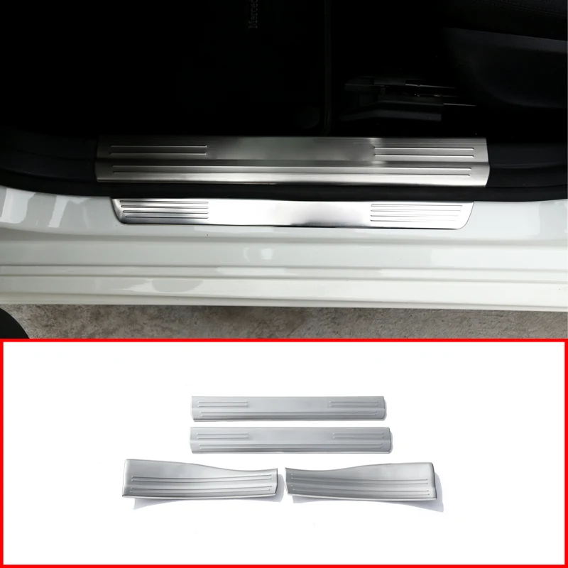 Interior Door Sill Protect Plate Trim For Mercedes Benz A B CLA GLA Class W176 W246 W117 C117 X156 Car Accessories 4 Pcs