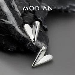 Modian 925 Sterling Silver Irregular Fashion Hearts Stud Earrings For Women Stackable Exquisite Ear Studs Classic Fine Jewelry