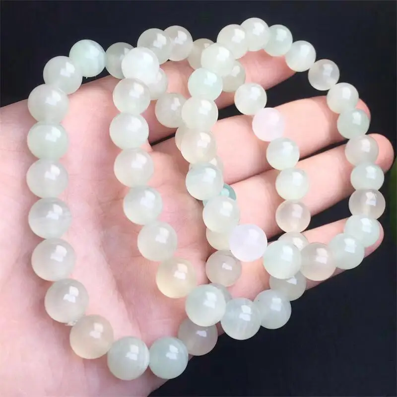 9MM Natural Green Lace Jade Bracelet Women Fashion Sweet Reiki Healing Energy Strand Girls Jewelry Gift 1PCS