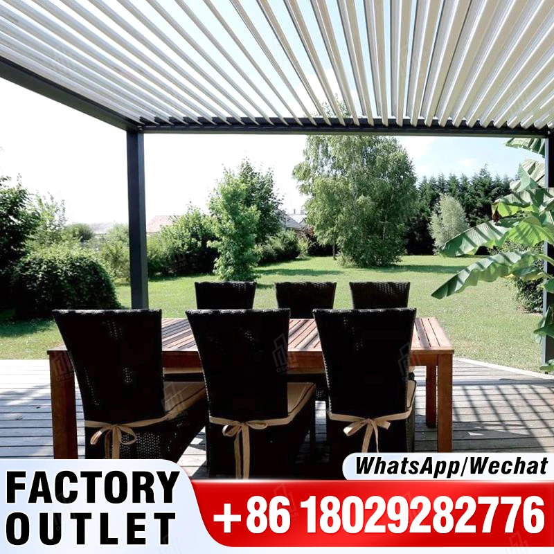 

Fully Automatic Louvered Roof Retractable Flips and Folding Waterproof Outdoor Pergola Aluminium Gazebo Metal Aluminum Pergola