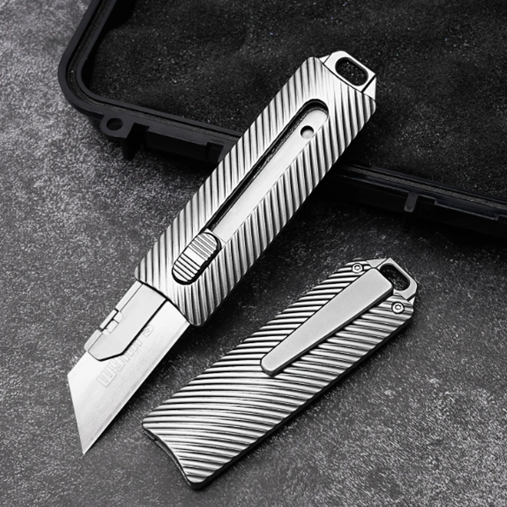 Titanium Alloy Utility Knife SK5 Blade EDC Outdoor Survival Tool Sharp Cutter Push-pull Knife Replaceable Blade Express Box Knif