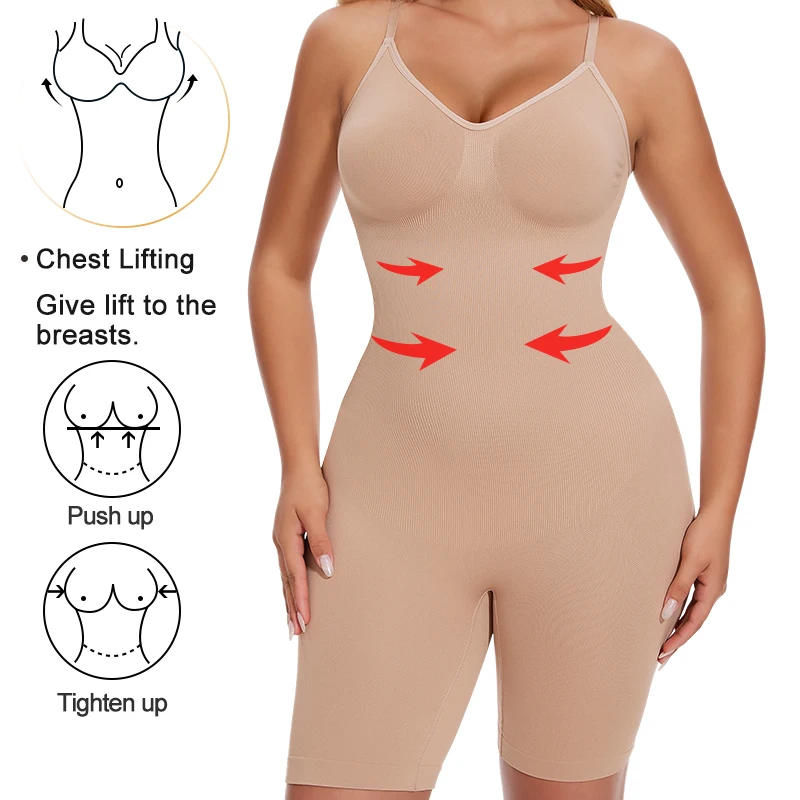 Shapewear Slip for Under Dresses Tummy Control V Neck Seamless Full Body Shaper Slimming Corset Under Dress Cami Slips