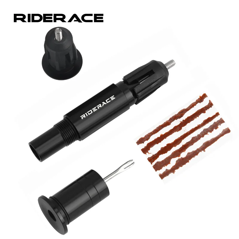 Bicycle Tubeless Tyre Repair Tool Set With Rubber Strips Handlebar End Plug Bike Tire Punctur Sealant Rubber Stripe Drill Tool