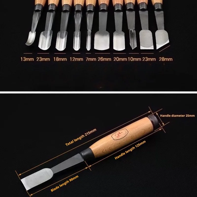 D310 10Pcs Woodpecker Dry Hand Wood Carving Tools Chip Detail Chisel Set Knives Tool
