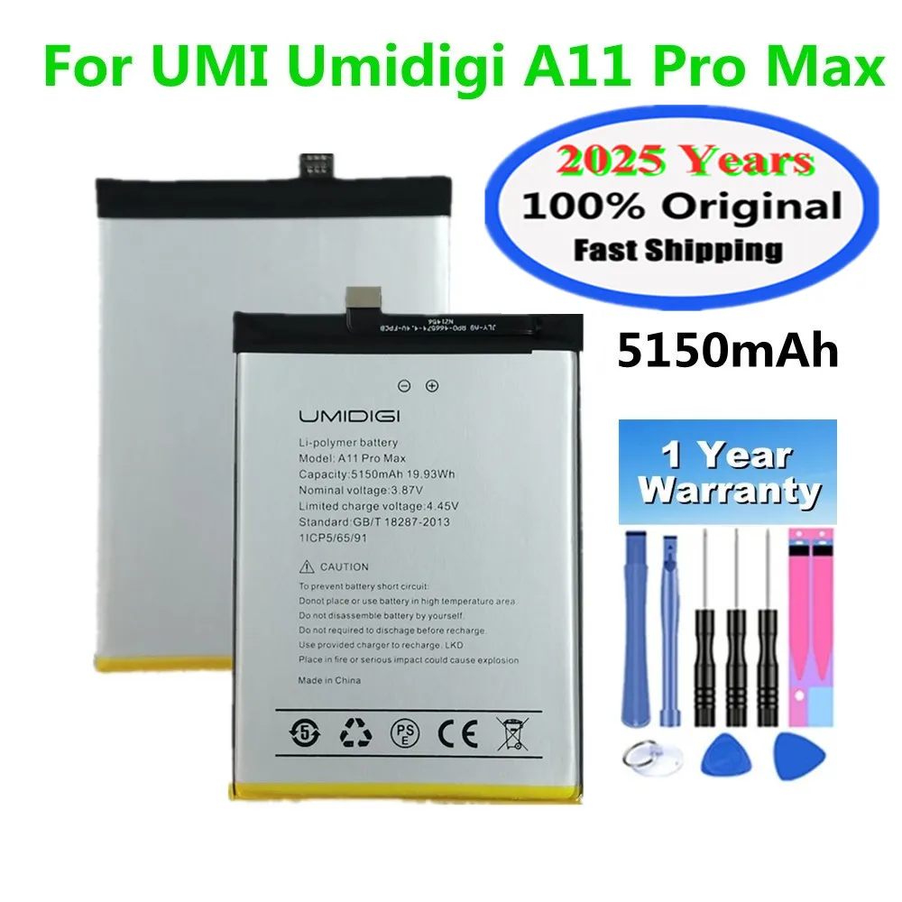 2025 Years 100% Original Battery For UMI Umidigi A11 Pro Max A11Pro Max 5150mAh Phone Bateria Battery Fast Shipping + Tools