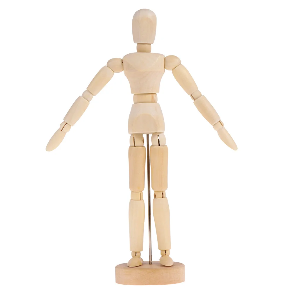 

4pcs Wooden Mannequin Movable Joint Sketch Wood Color Craft Decoration For Artists Figure Drawing Aid Handicraft Tool