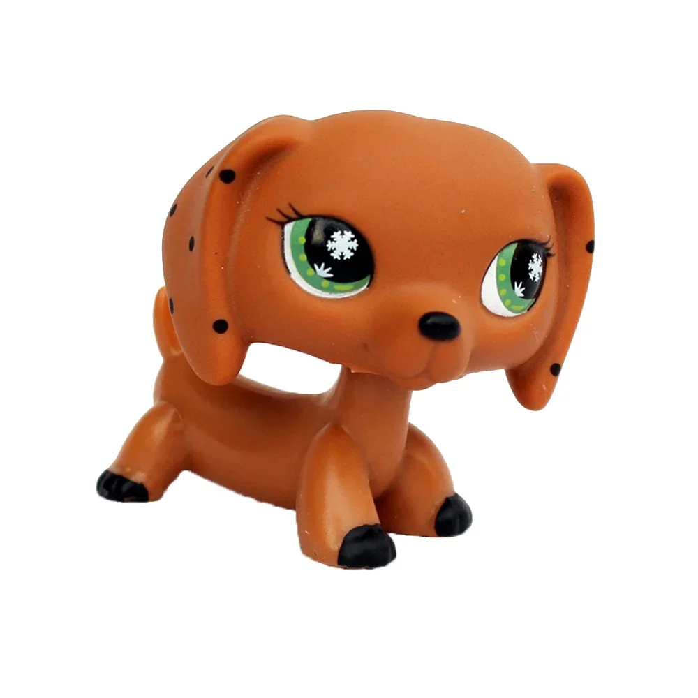 Rare pet Real littlest pet shop bobble head toy DACHSHUND old rare brown sausage dog snowflake eyes lps