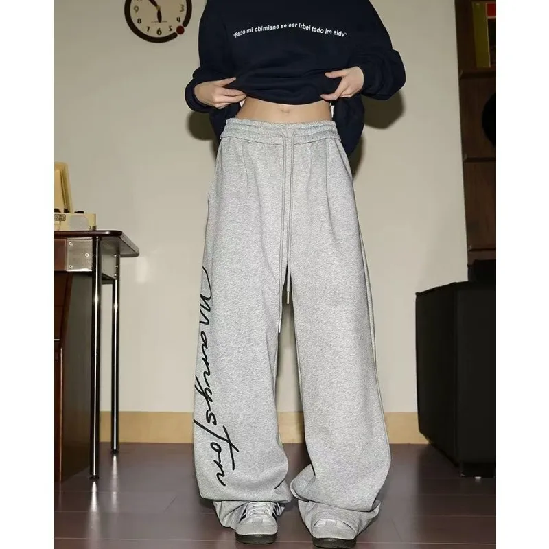 

Темные готические повседневные брюки High Street Y2K с персонализированными граффити и эластичным поясом в стиле INS