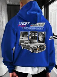 Autumn And Winter Men's Pure Cotton Hoodie Car Print Fashionable Street Couple Clothing Loose Size Warm Casual Sports Pullover