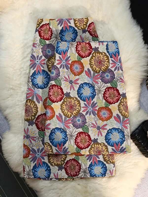 

Ele High Waist Embroidered Print f Skirt for Women Summer New Sle Slimming A-Line Skirt Trendy Commute Design