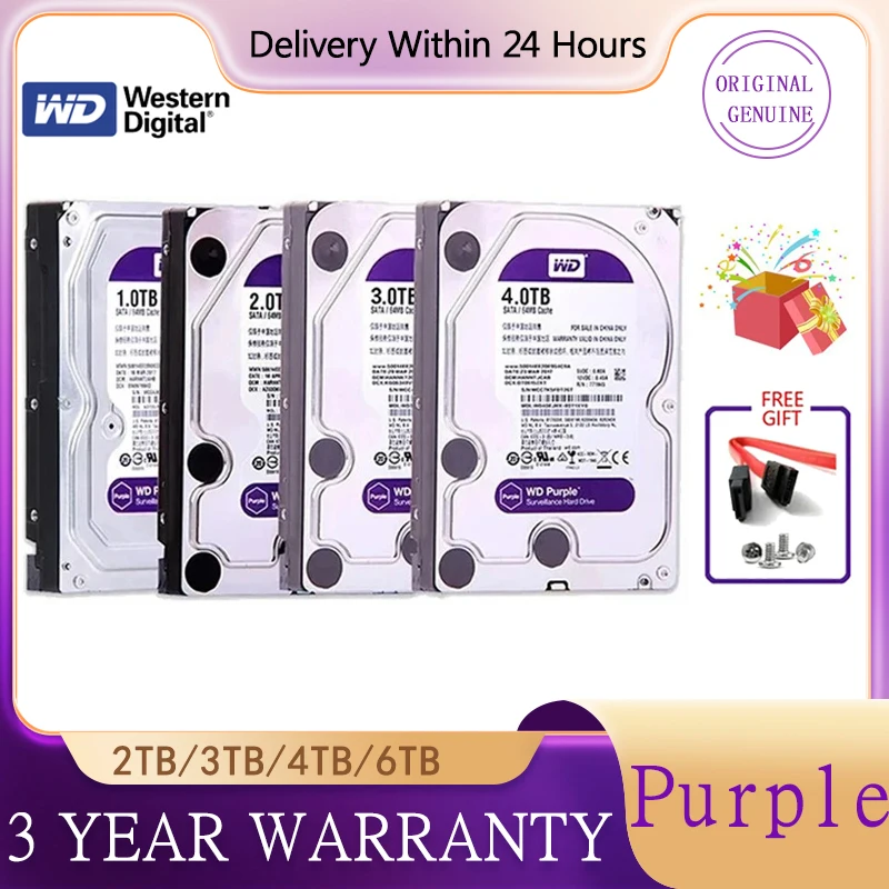 WD Purple 1TB 2TB 3TB 4TB 6TB Surveillance Internal Hard Drive Disk 3.5