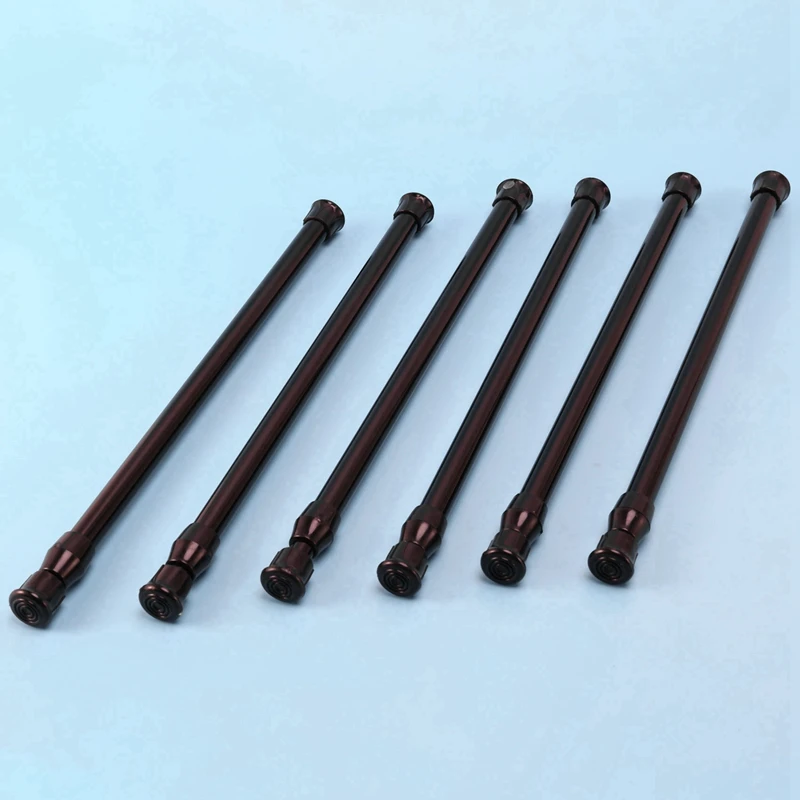 Small Tension Rods For Cabinets Cupboard Bars For RV Closets Refrigerator, Spring Rods 11.8 To 19.6 Inches, 6 Packs (Black)