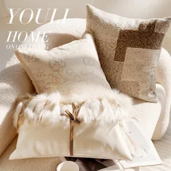 30X50/45X45CM Brown Throw Pillow Cover French Light Luxury Forest Stamping Waist Cushion Cover Decor Home Decorative Pillowcase