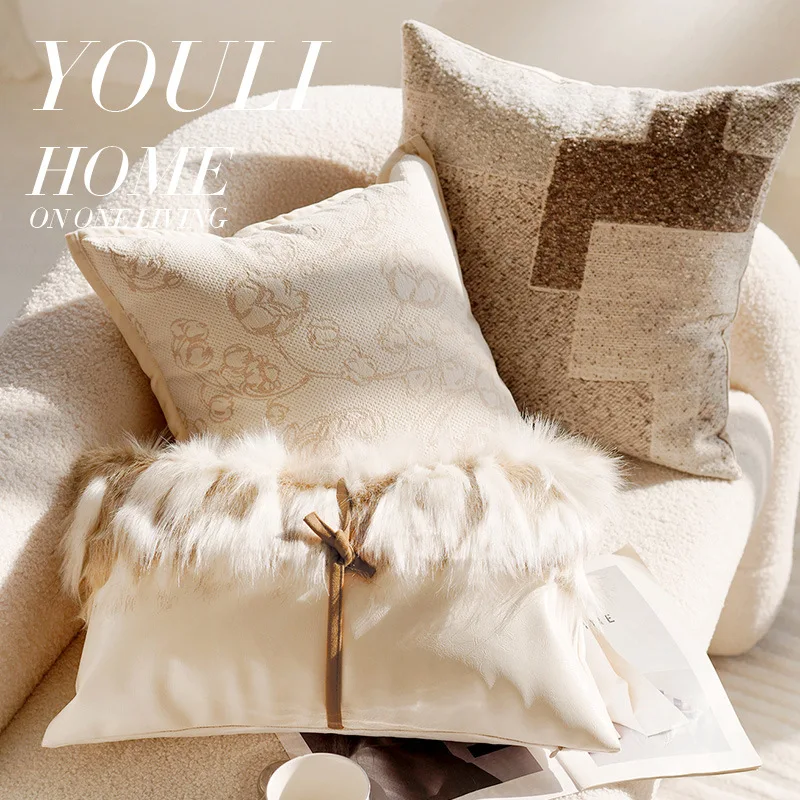 30X50/45X45CM Brown Throw Pillow Cover French Light Luxury Forest Stamping Waist Cushion Cover Decor Home Decorative Pillowcase