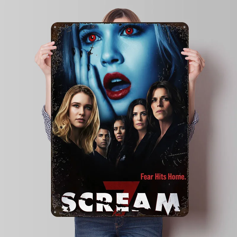 Scream 7 Movie Metal Poster Customized Wall Art Retro Vintage Metal Tin Signs for Modern Home Decoration Ornaments House Decor