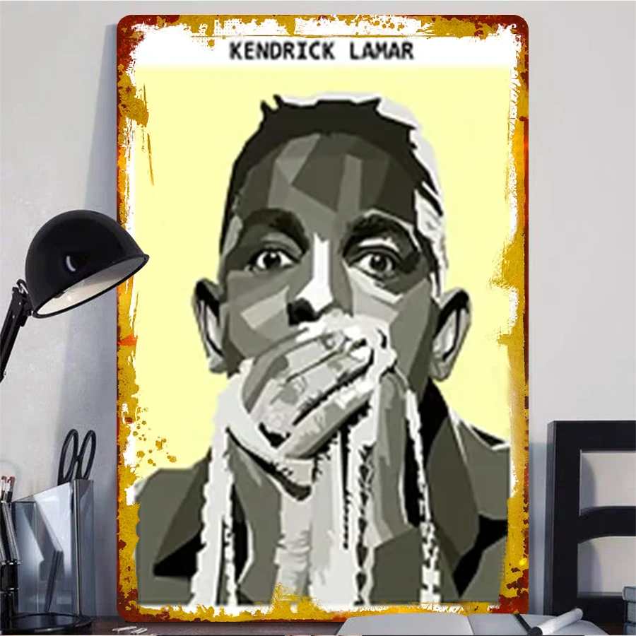 Kendrick Lamar Portrait Metal Wall Art Decor Modern Music Star Poster for Home Room Decoration