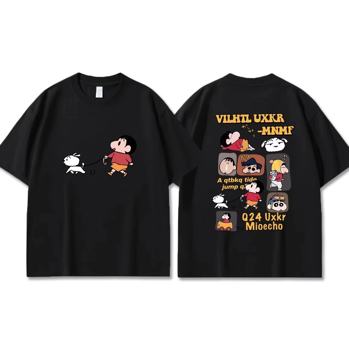 2026 Summer Crayon Shin Chan Japanese Anime Print Unisex Cotton Short Sleeve T Shirt  High Quality Streetwear Casual Tops image 2