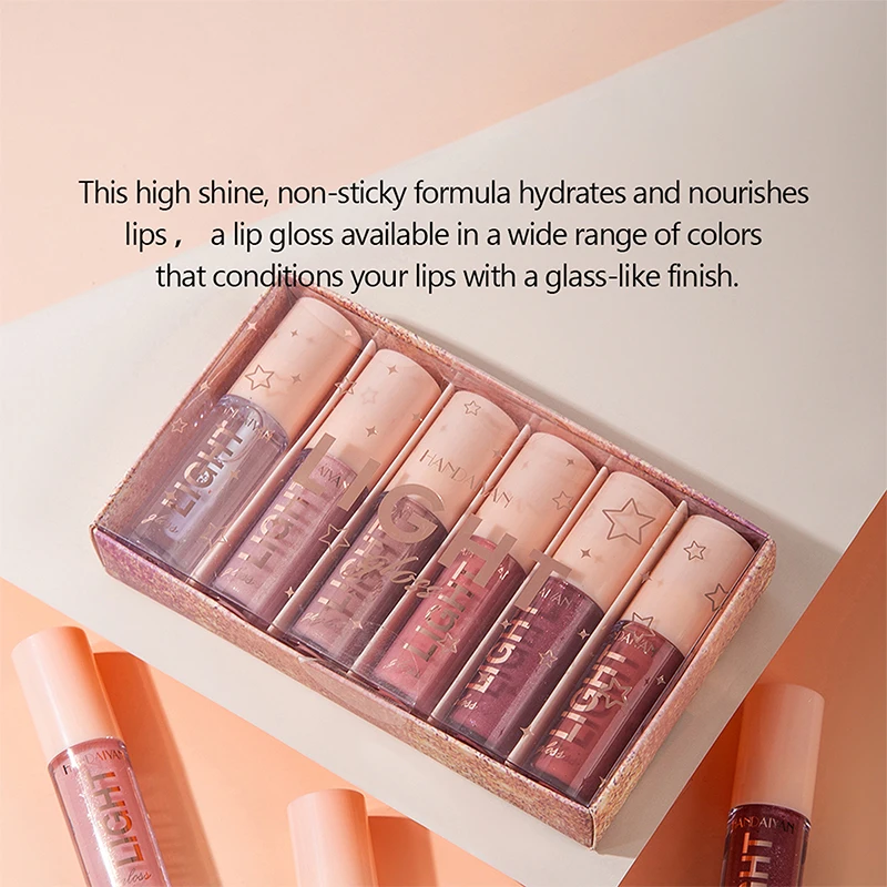 6-Piece Lip Gloss Set with Hydrating Formula for Long-Lasting Glistening Lips - Perfect Lip Tint Stain for Women s Makeup