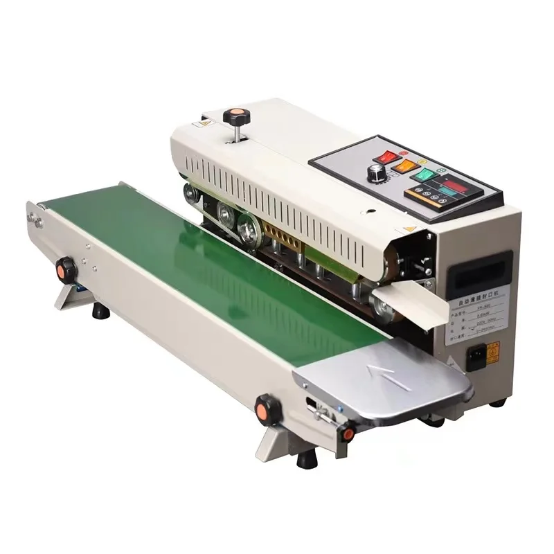 FR900 Factory Price High Quality Food Horizontal Durable Continuous Band Heat Sealing Machine With Date Printer and Counter Prin