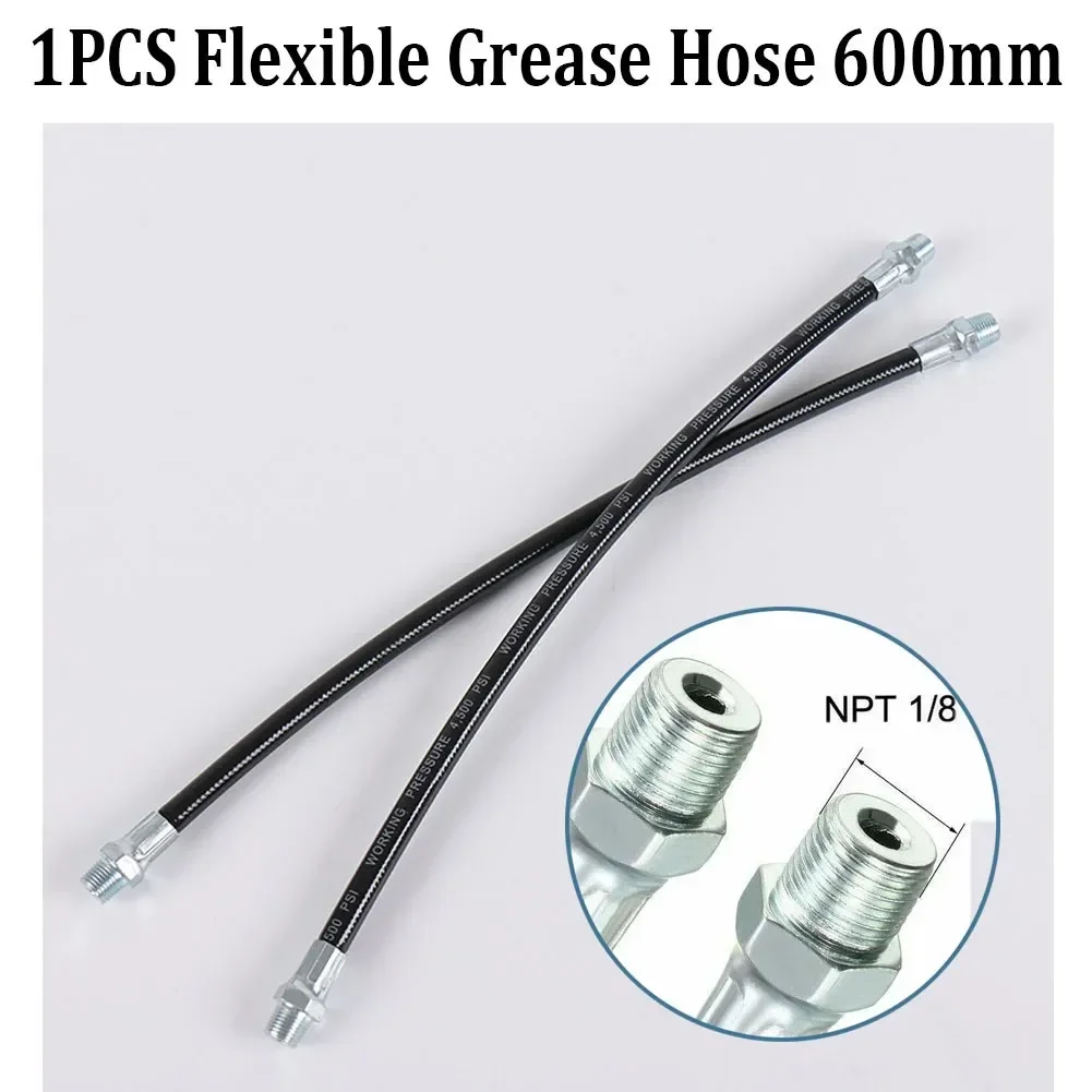 1pcs Grease Hose Flexible Grease Whip Hose NPT 1/8 Heavy Duty High Pressure Long Extension Grease Hose 300mm-1000mm Rubber Hose