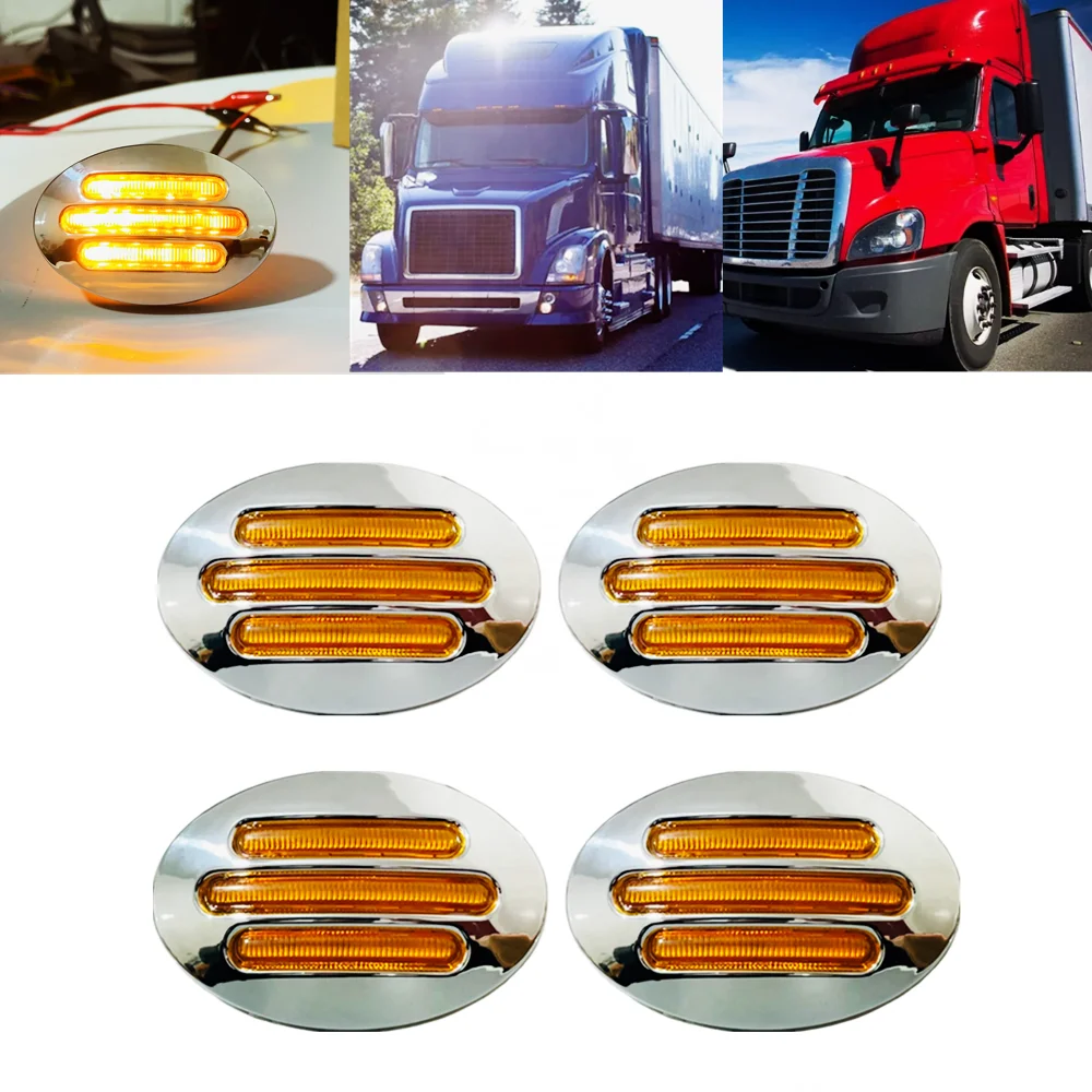 

4PCS 12V LED Turn Signal Side Marker Lights Tail Clearance Indicator LED Marker Lights Truck Accessories for Trailer Kenworth