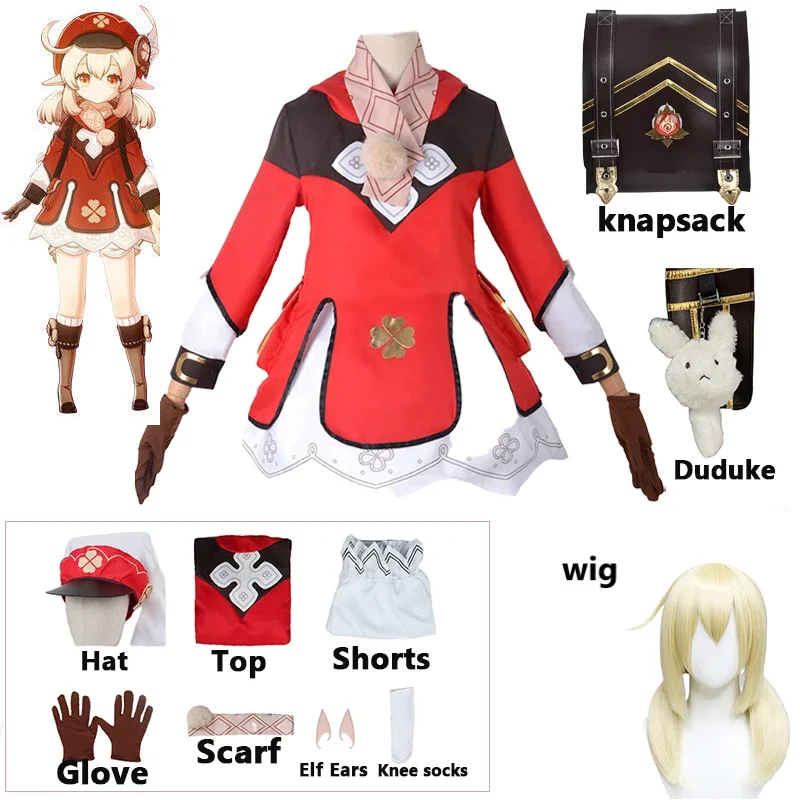 

Game Genshin Impact Klee Spark Knight Cosplay Costume Uniform Outfit Halloween Carnival Red Dress