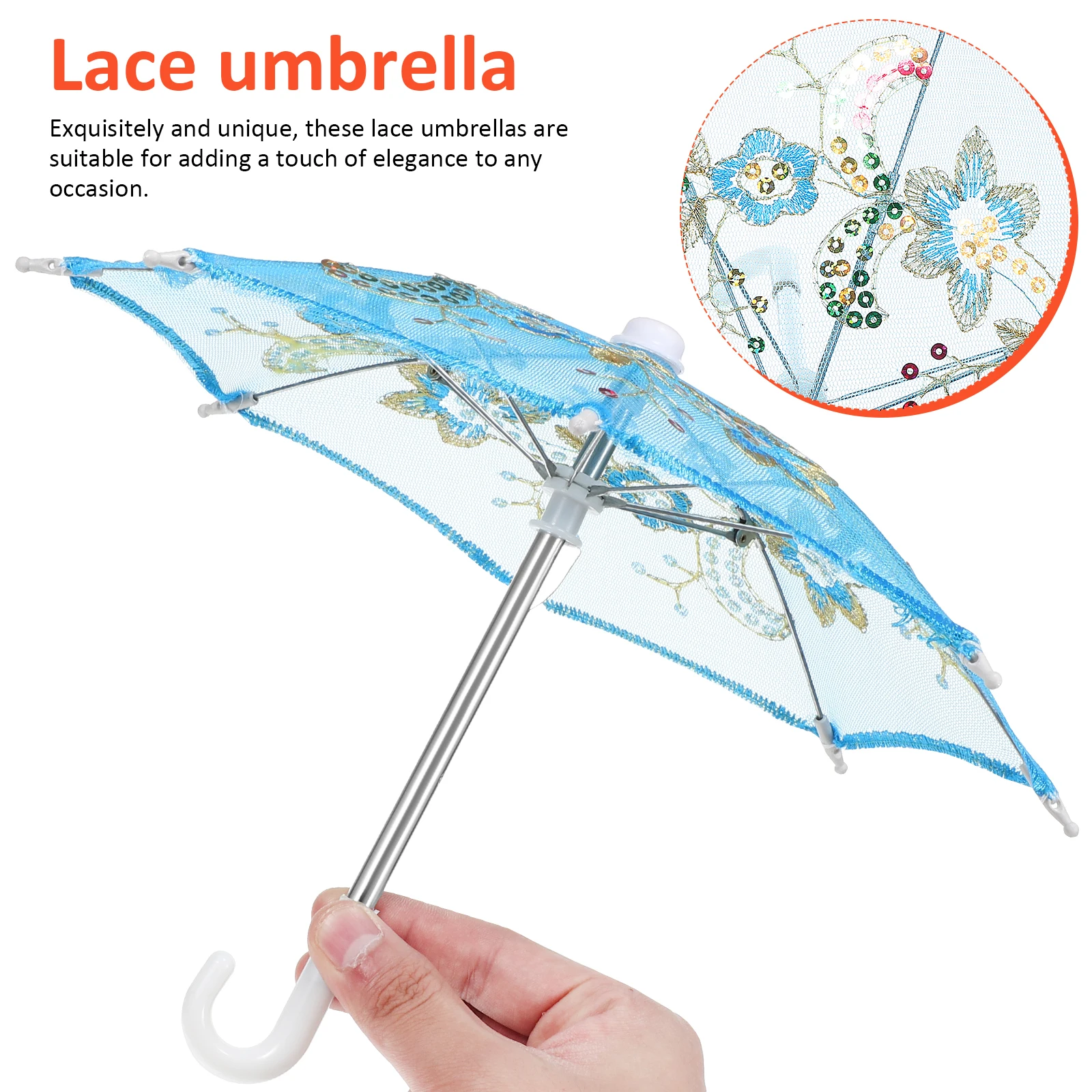 

6 pcs Mini Decorative Umbrella 28x22cm Lace Parasol Vintage Tiny House Accessories Wedding Photo Prop Colorful