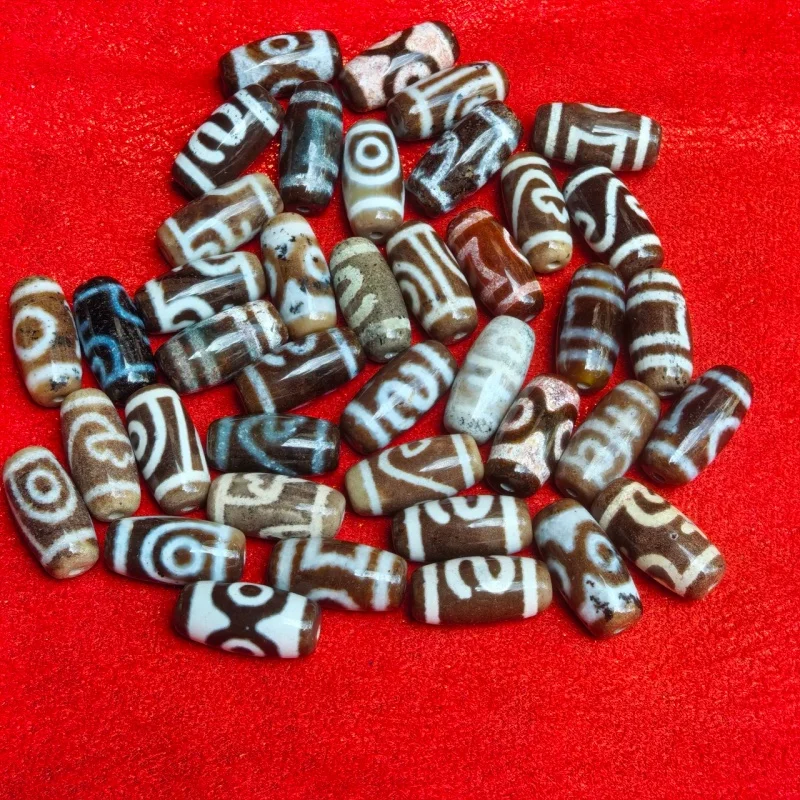 50pcs/lot 20mm Xiangxiong Tibetan Dzi Beads Different Patterns Varied Color Cinnabar DIY Amulet Bracelets Necklaces