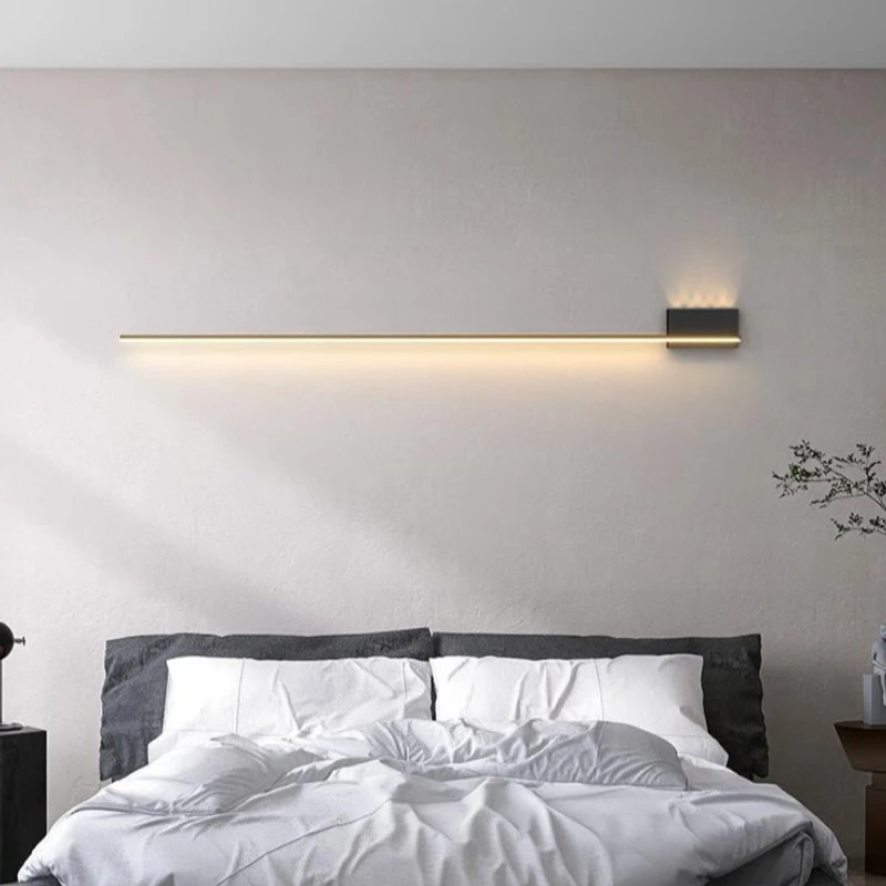 Nordic Minimalist Linear Wall Lamp Black White Available Home Decor Lighting for Hallway Balcony Bedroom Living Room Study
