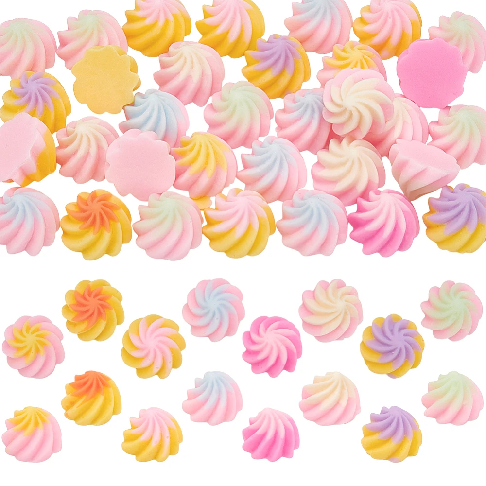 120pcs Mini Cookie Cream Flatback Resin Charms for Crafts No Hole Beads Fake Cream Model Mini Charms 10mm Thick for DIY