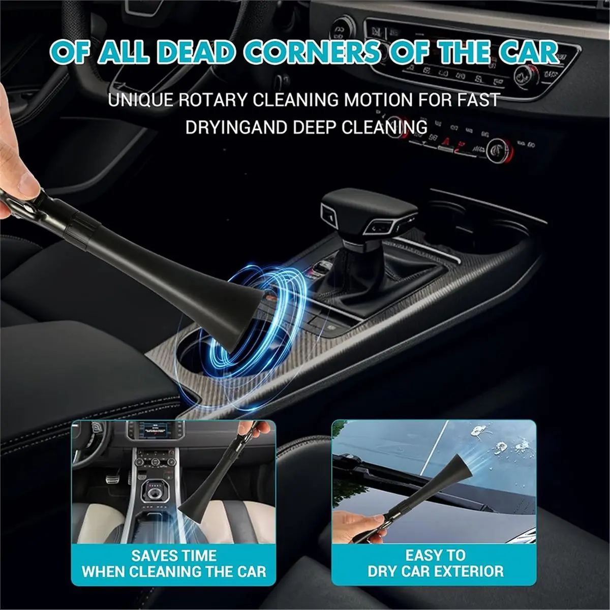 Car Cleaning Detailing Interior Dryer Air Blow Car Detailing Tools Quickly Blasts Dirt and Dust Works with Air