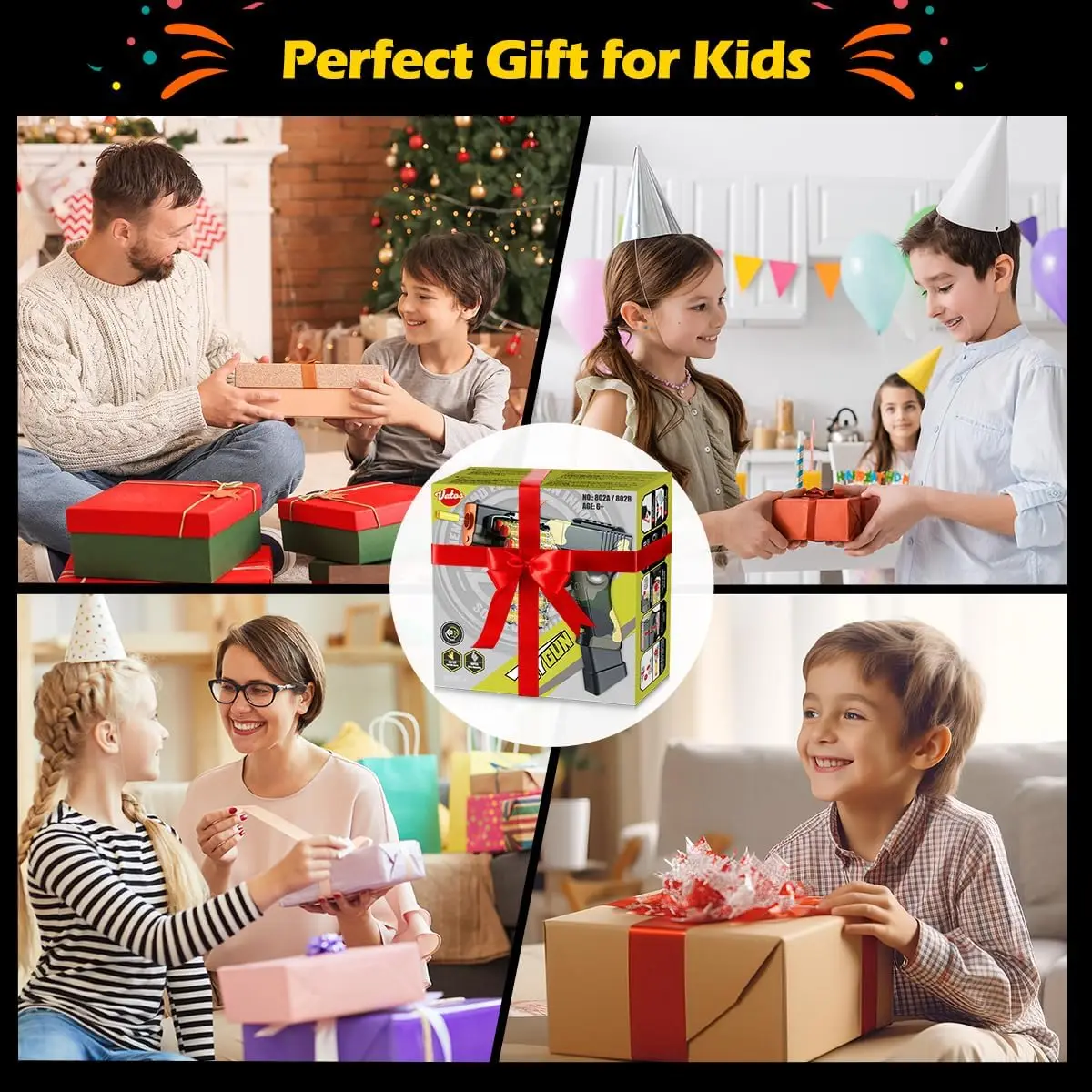 VATOS-juguete blaster de espuma para niños, Clip de cadena, pistola Manual automática, juguete, juego de tiro de 40 dardos, regalo para niños y