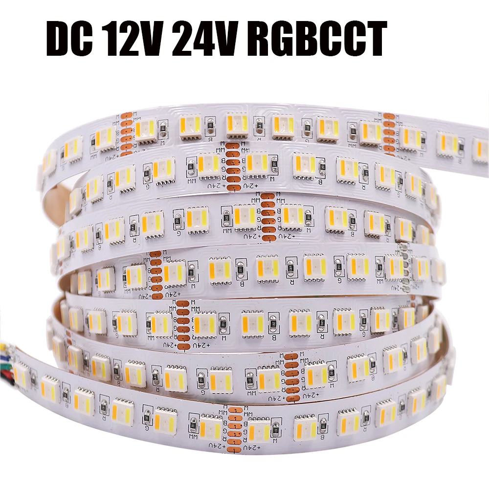 5 kolorów w 1 chipie taśma LED RGB CCT DC 12V 24V SMD 5050 30 60 96 leds/m elastyczny taśma wstążkowa sznur oświetleniowy