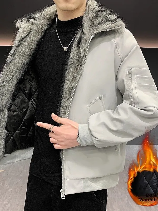 

Мужская стеганая парка с утепленным хлопковым воротником из искусственного меха, повседневная теплая зимняя верхняя одежда, приталенный крой, полиэстер, длинный рукав