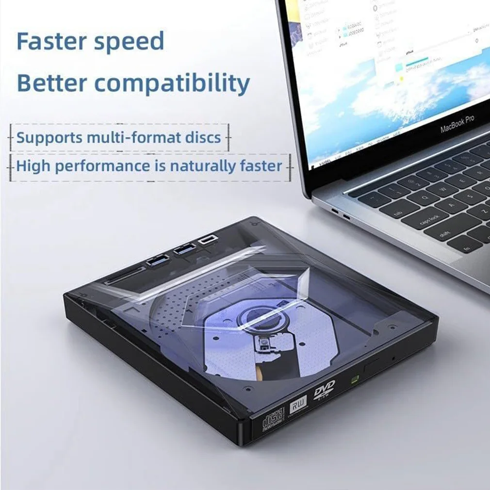 Hot 7-in-1 DVD BD CD Burner USB 3.0 External Player SD TF Card Reading Function Drive for PC Laptop No Bluray Dropshipping - view 2