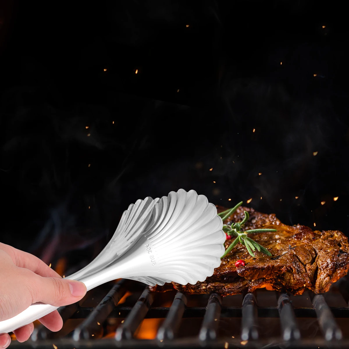 

Stainless Steel Food Tongs Kitchen Serving Tool BBQ Party Grill Clip Multi functional Heat Resistant Cooking Utensil