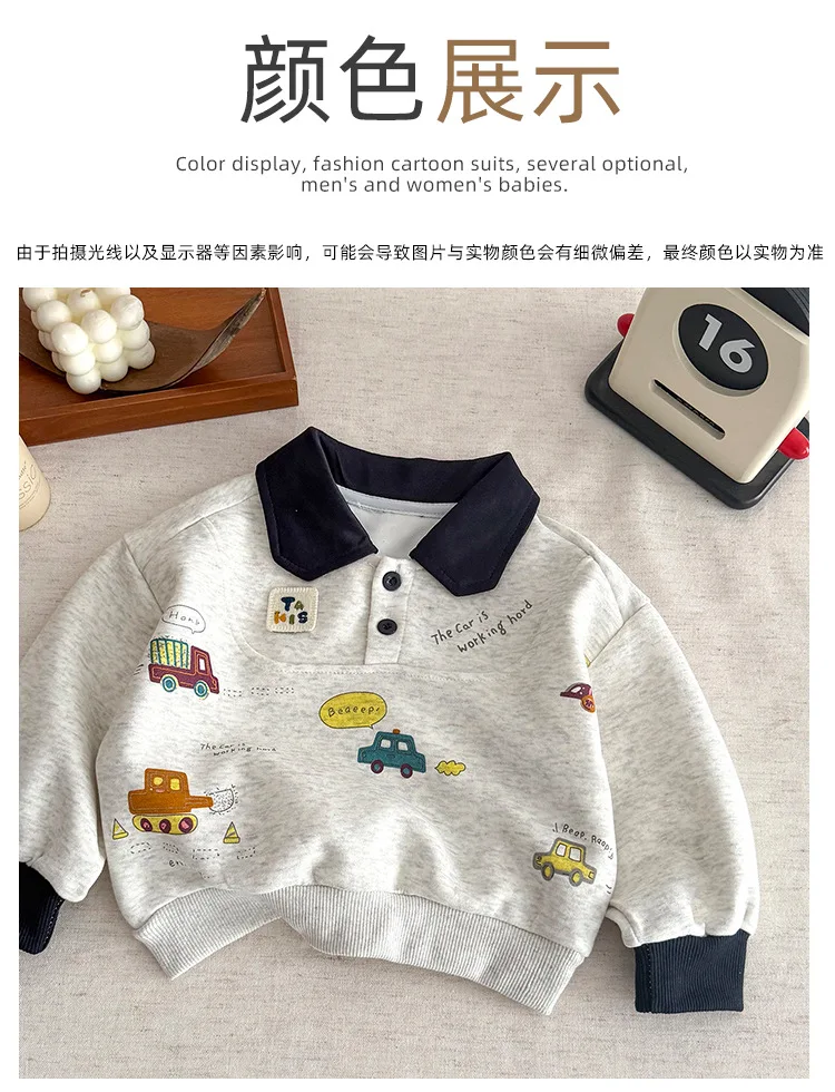 Neuer Kinderpullover mit Kragen für Frühling und Herbst, atmungsaktives, bedrucktes Oberteil für Mädchen und Jungen, weiches, bequemes Langarmshirt für Kinder – Detail 10