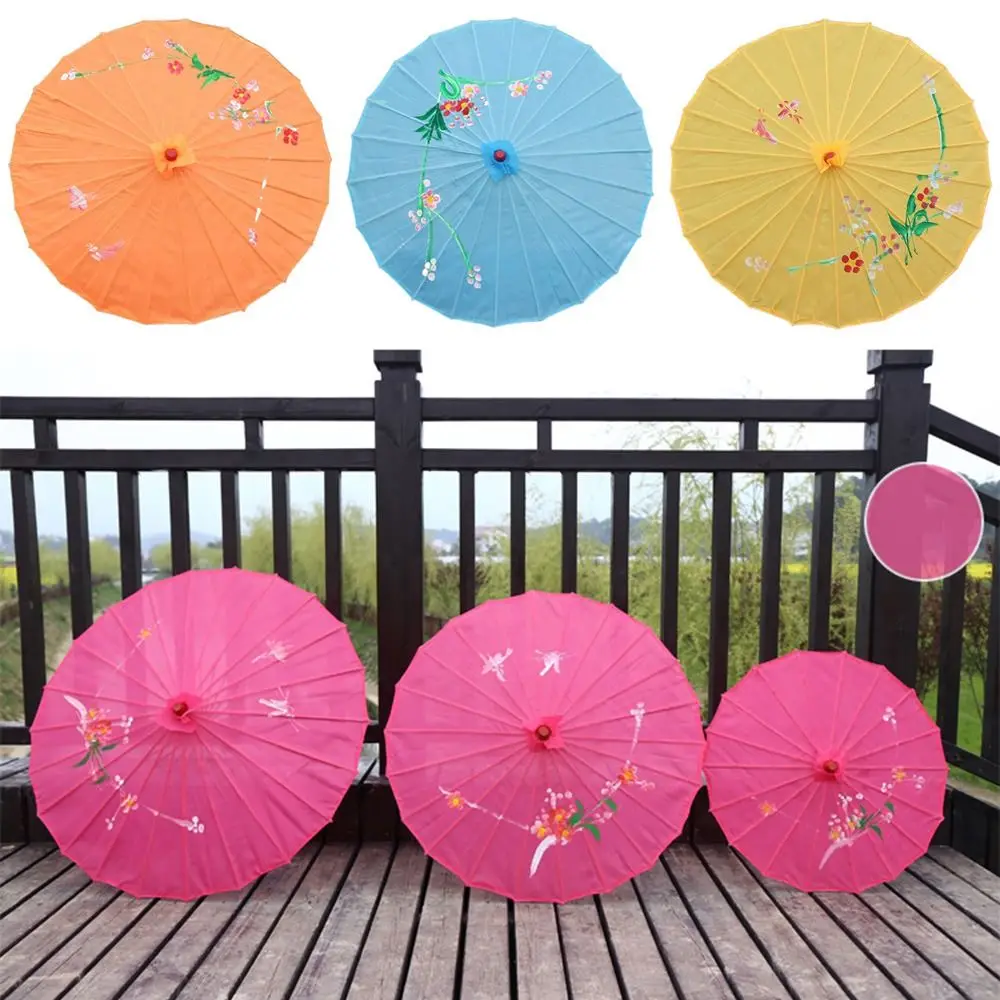 Folding Umbrellas 1pcs Chinese Art Umbrella Frame Silk Parasol For Wedding Birthday Party Bride Bridemaid Hand-painted Flower