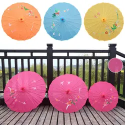 Folding Umbrellas 1pcs Chinese Art Umbrella Frame Silk Parasol For Wedding Birthday Party Bride Bridemaid Hand-painted Flower