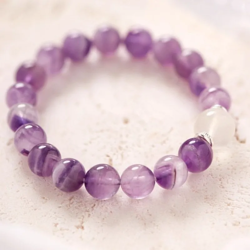 Bracelet, Featuring A Gradient Of Purple Crystals And Moonstone, With 925 Silver Accents