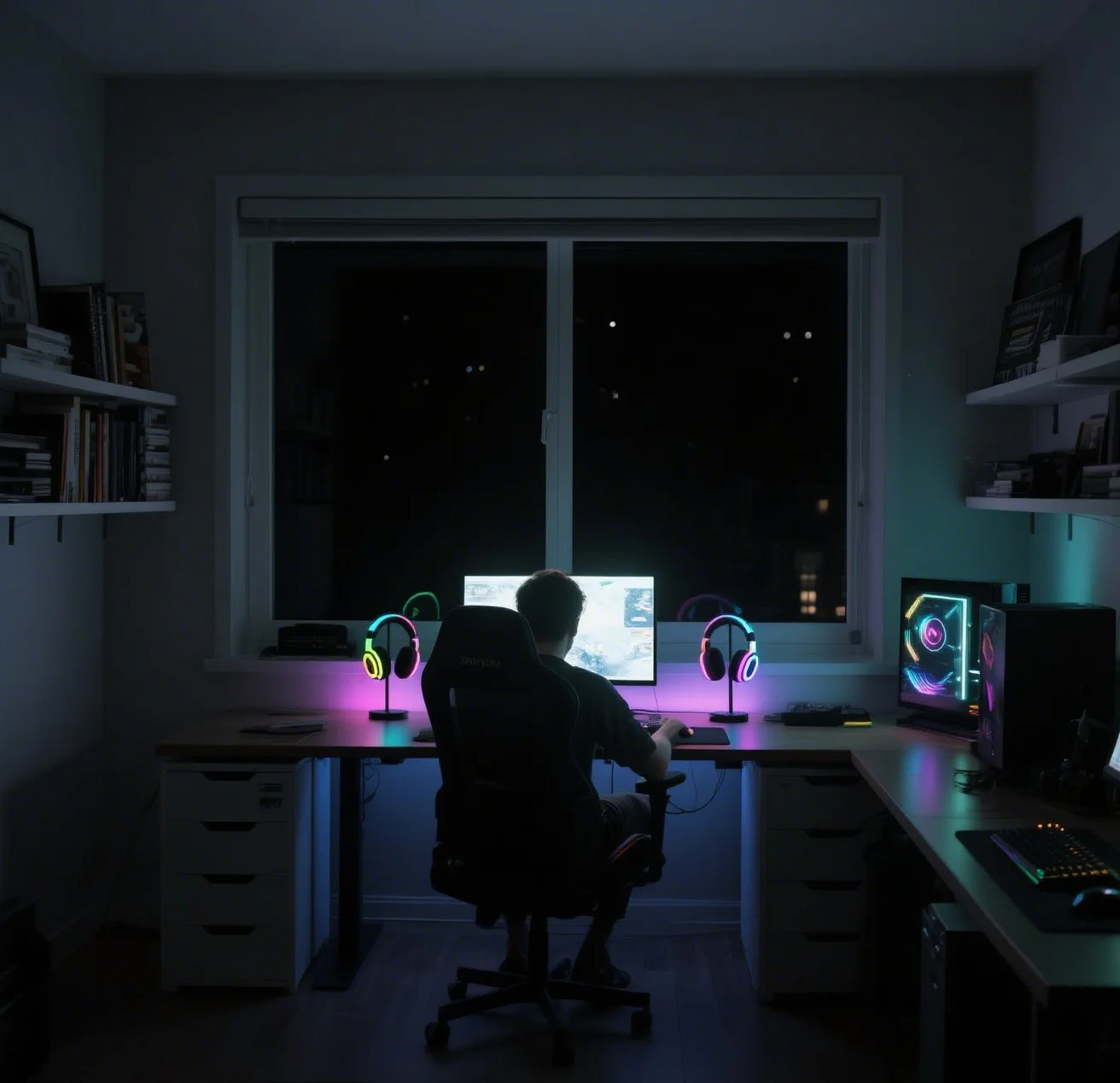 Support pour casque RGB, support pour casque de jeu LED cool avec 2 ports de chargement USB, support pour casque 10 modes d'éclairage