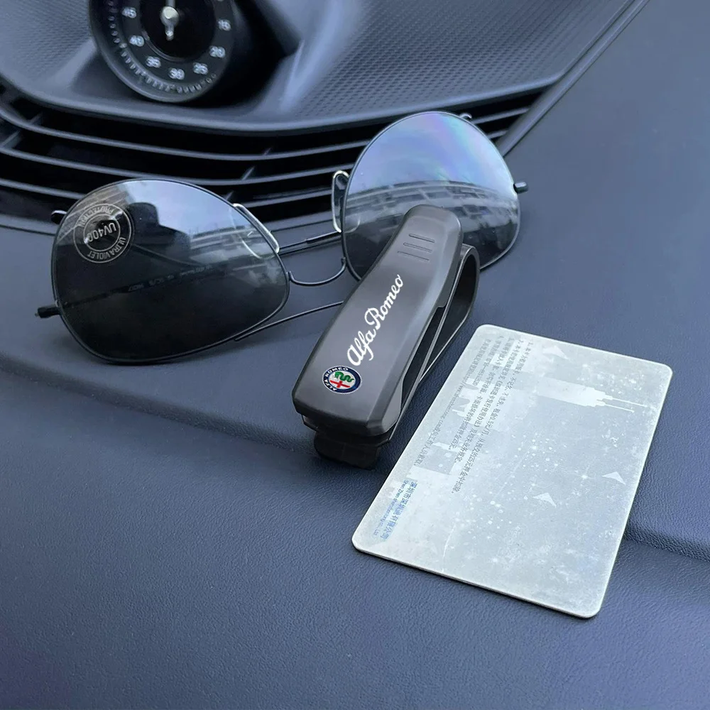 Sunglasses Clip Auto Sun Visor Car Glasses Case Card Ticket Pen Holder For Alfa Romeo 159 Giulietta Stelvio 4C MITO 156 Giulia