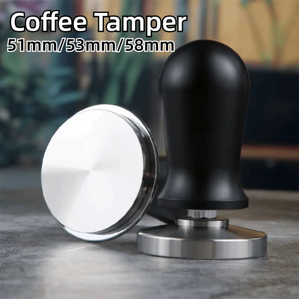 

Stainless Steel Base Coffee Tamper 51/53/58mm Wooden Handle Coffee Leveler Detachable Flat Bottom Coffee Powder Press