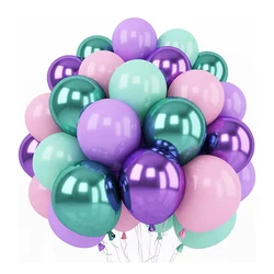 62PCS Purple Green Latex Balloon Wreath Arch Kit Mermaid Theme, Wedding, Birthday Party Decoration