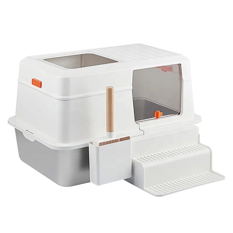 Super-Large Anti-Splash Stainless Steel Cat Litter Basin Easy Cleaning Non-Stick Feature Fat Cat Multi-Kitten Friendly Box view 2
