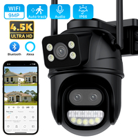 9MP 5K HD WiFi IP Camera Outdoor 8x Zoom Three Lens Dual Screens PTZ Camera Auto Tracking 6MP Home Security CCTV Surveillance