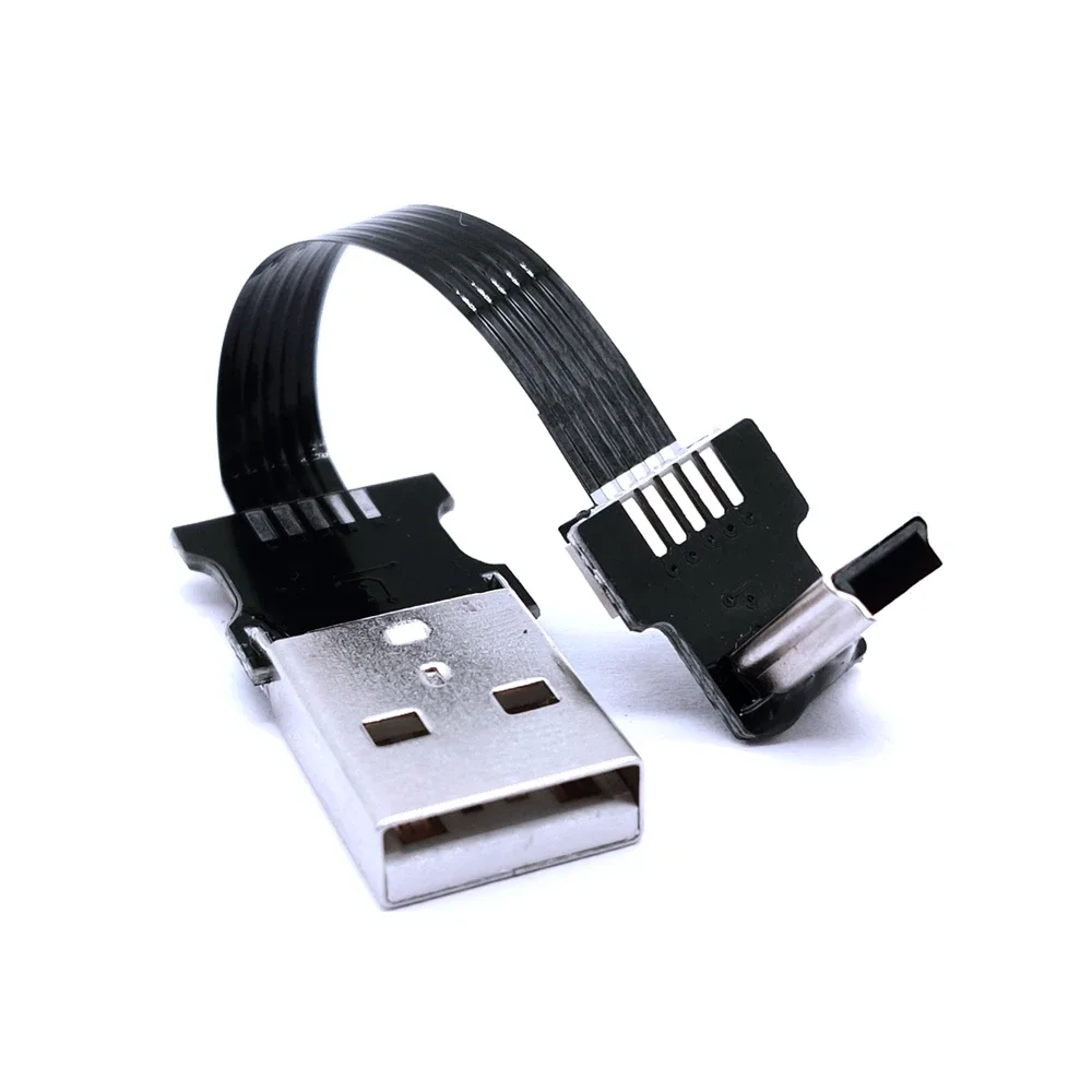 FPC 5CM-100CM Mini USB typ B 5pin męski lewego prawego pod kątem 90 stopni do USB 2.0 męski kabel danych 0.25m 0.5m