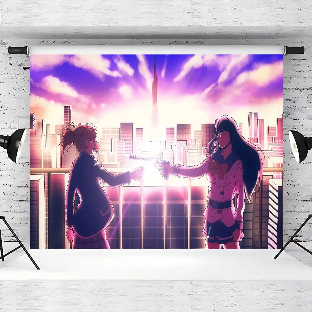 Sfondo di invasione Anime High-Rise per studio fotografico Ragazzi Baby Shower Sfondo fotografico per feste di buon compleanno