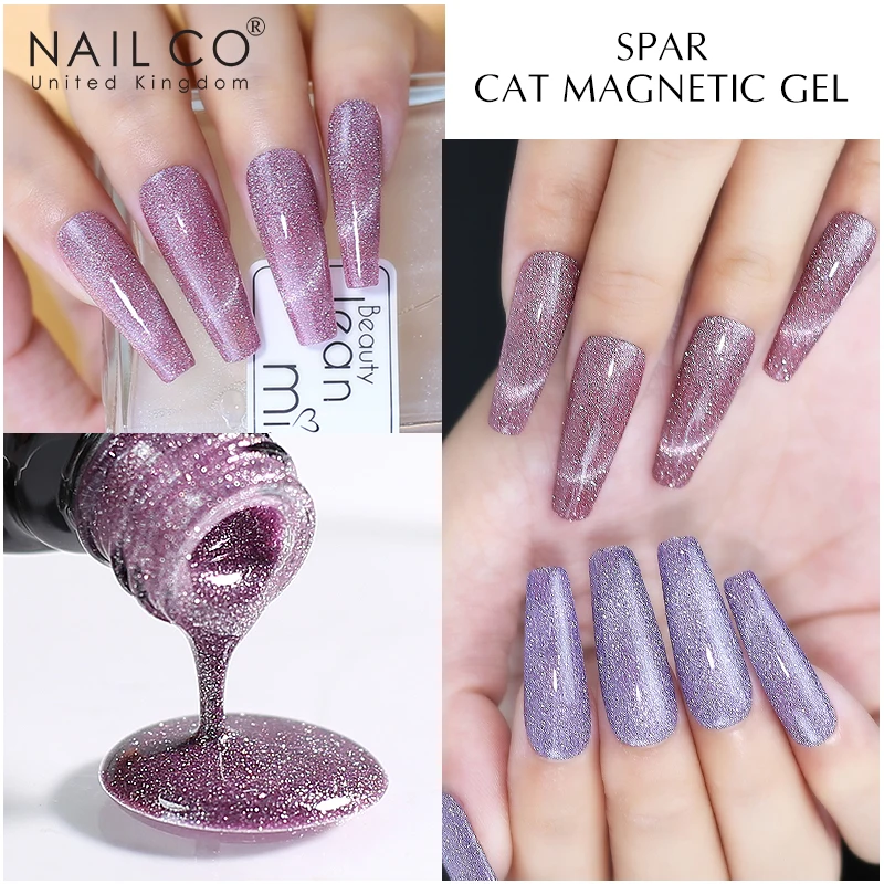 ยาทาเล็บแม่เหล็กสีแดงแคทอาย NAILCO 10 มล. สำหรับทำเล็บเจล  แบบกึ่งถาวร  พร้อมผงกลิตเตอร์  สำหรับทำเล็บเองที่บ้าน