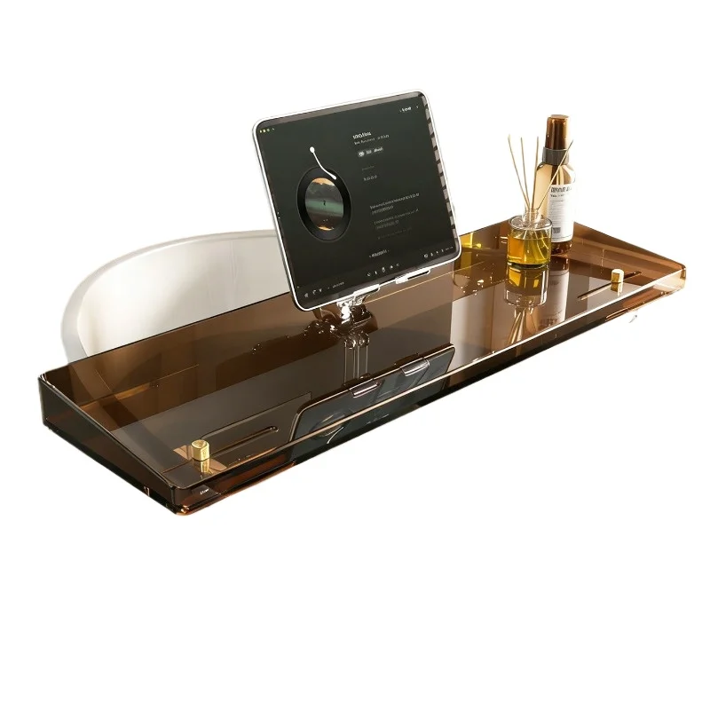 High-transparency acrylic bathtub rack, transparent non-slip bathroom storage rack, retractable bath